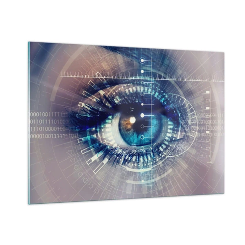 Impression sur verre - Image sur verre - Un œil numérique avec un thème futuriste de technologie et de données - 100x70cm - Tu penses que tu me connais - Décoration murale moderne pour le salon et la chambre ARTTOR