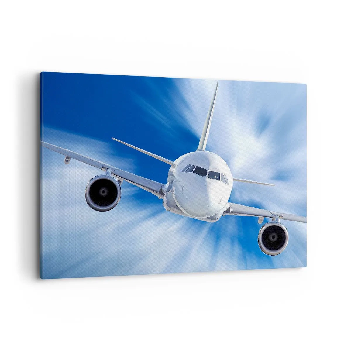 Impression sur toile - Image sur toile - Un avion de ligne en mouvement dans le ciel - 100x70cm - Plus vite que le vent dans le ciel - Décoration murale moderne pour le salon et la chambre ARTTOR