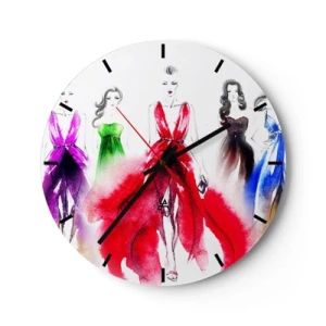 Horloge murale - Pendule murale - Silhouettes de femmes dans des robes de soirée élégantes et colorées - 30x30cm - Ambiances pour les déguisements - Décoration murale moderne pour le salon, la cuisine et la chambre ARTTOR