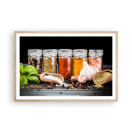 Affiche dans un chêne clair - Poster - Pour que la vie ait du goût - 91x61 cm