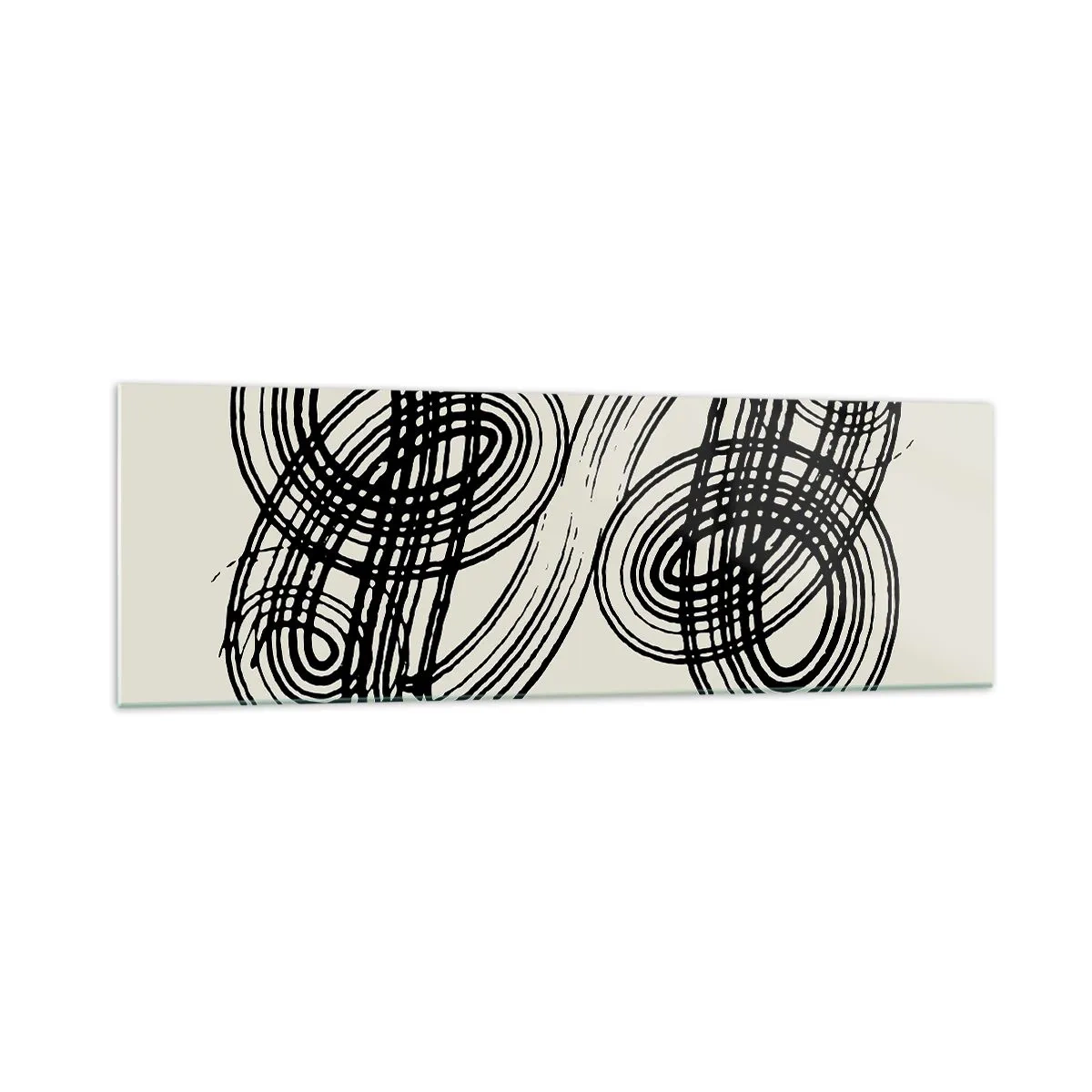 Impression sur verre - Image sur verre - Lignes noires abstraites sur fond clair dans un style avant-gardiste. - 160x50cm - C'est venu spontanément - Décoration murale moderne pour le salon et la chambre ARTTOR