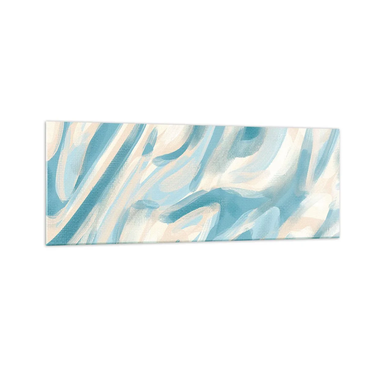 Impression sur verre - Image sur verre - Des stries bleues abstraites sur un fond clair - 140x50cm - Brise printanière - Décoration murale moderne pour le salon et la chambre ARTTOR
