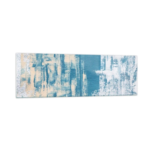 Impression sur verre - Image sur verre - Composition abstraite dans les tons de bleu et de blanc - 160x50cm - À travers un iceberg - Décoration murale moderne pour le salon et la chambre ARTTOR