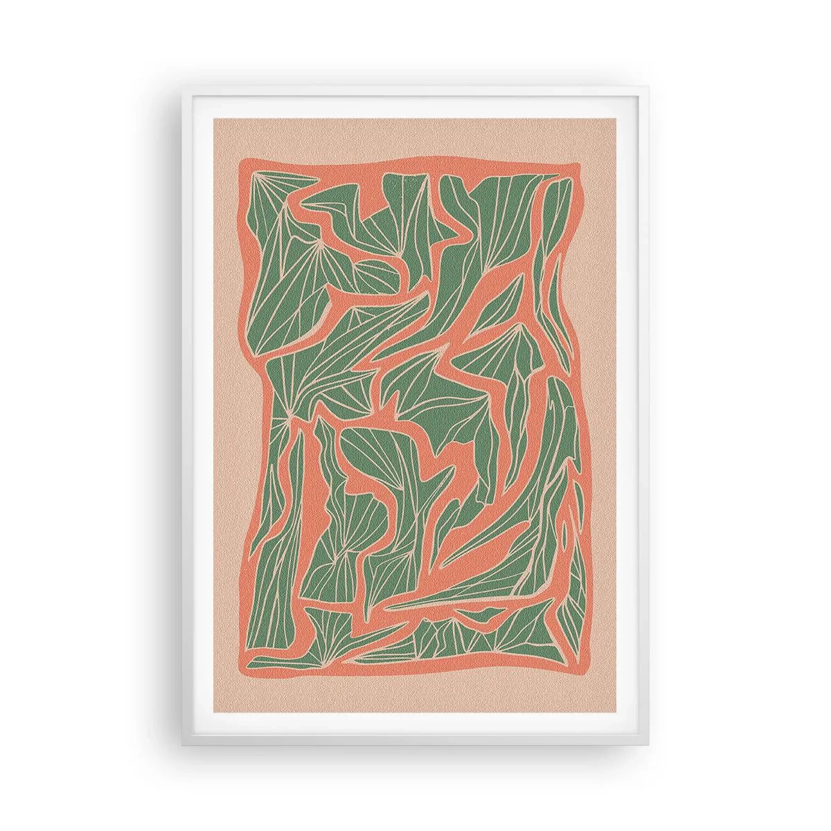 Affiche dans un cadre blanc - Poster - La lutte entre le corail et la verdure - 70x100 cm