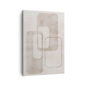 Impression sur toile - Image sur toile - Une composition minimaliste avec des rectangles dans des tons beiges sur un fond subtil. - 50x70cm - Fugue géométrique - Décoration murale moderne pour le salon et la chambre ARTTOR