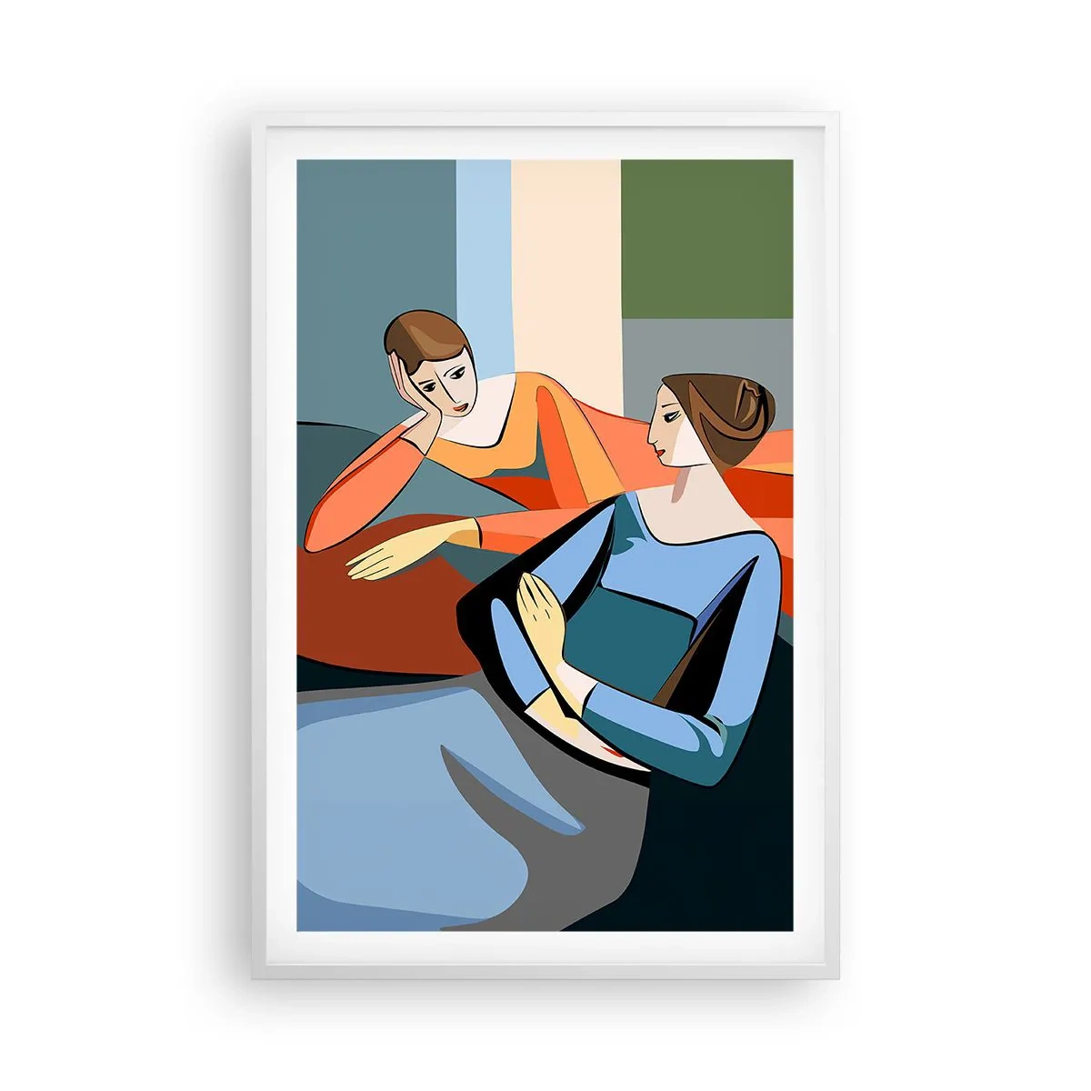 Affiche dans un cadre blanc - Poster - Un moment de confiance - 61x91 cm