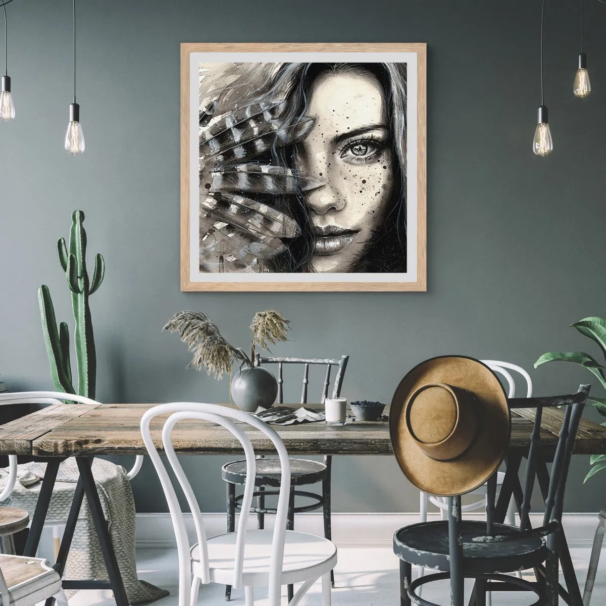 Affiche dans un chêne clair - Poster - Beauté sauvage - 40x40 cm