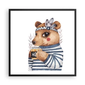 Affiche dans un cadre noir - Poster - Un nounours trop mignon - 60x60 cm
