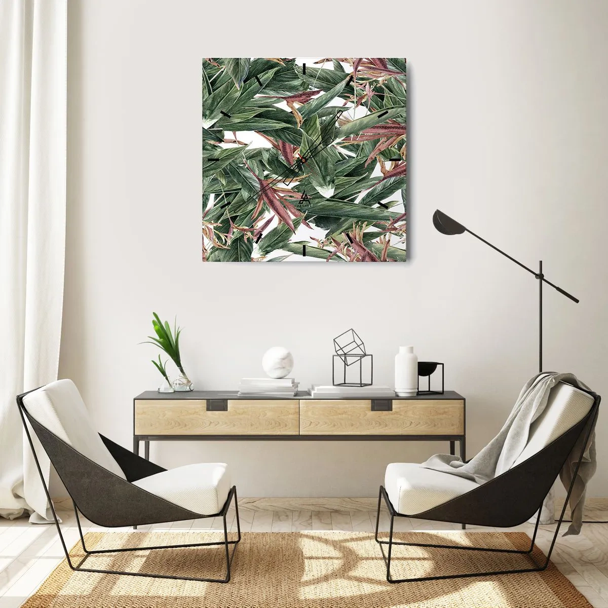 Horloge murale - Pendule murale - Arbuste émeraude-lilas - 40x40 cm