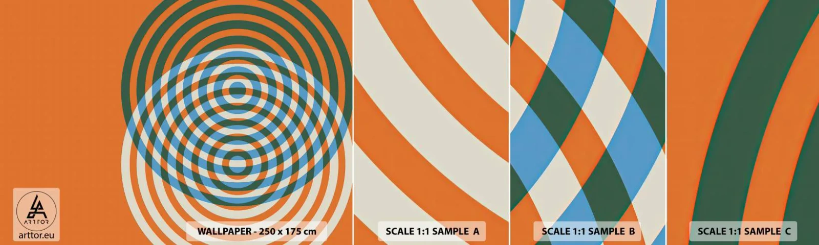 Échantillon De Papier Peint Standard Eco - Variation circulaire abstraite - Abstraction, Morceau, Les quartiers - 100x30 cm