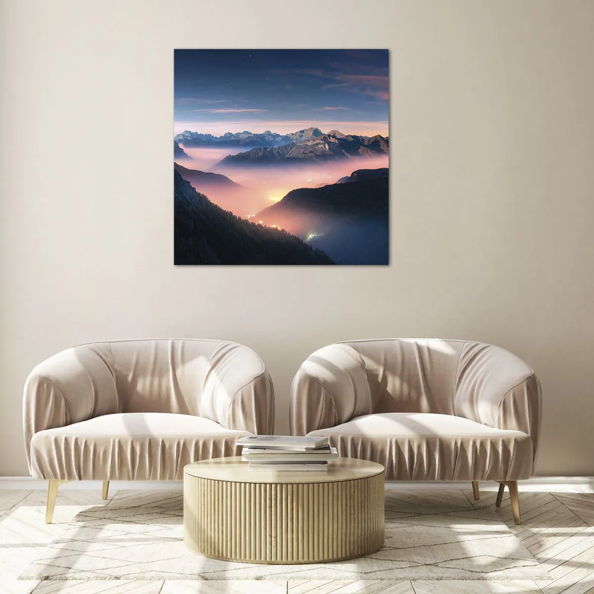 Impression sur verre - Image sur verre - Lumière dans les vallées - 60x60 cm