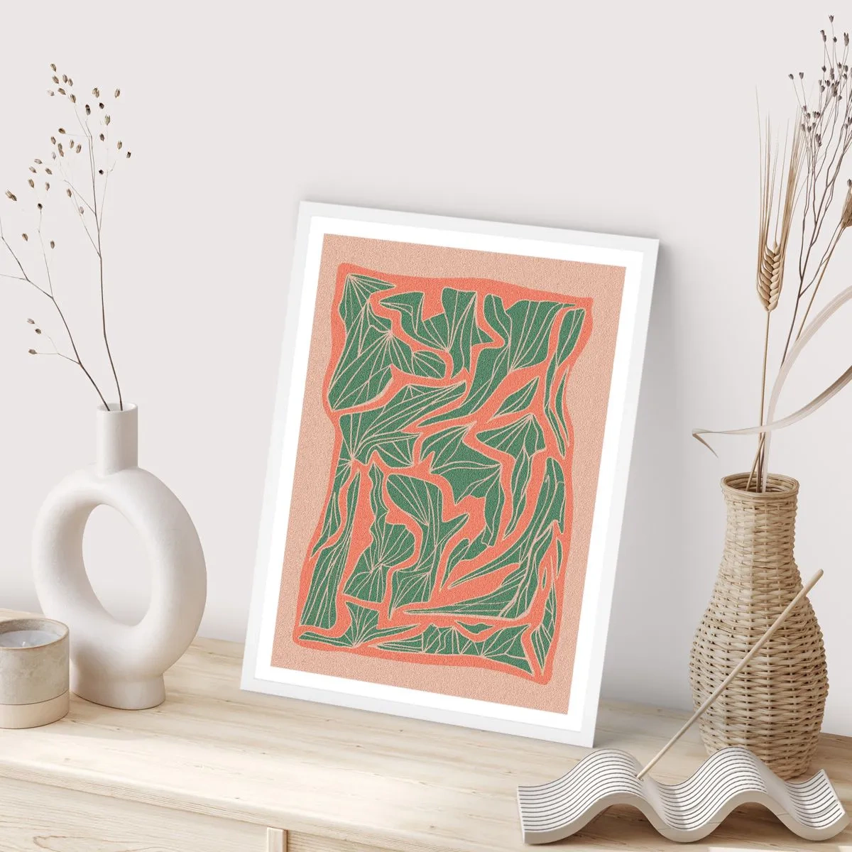 Affiche dans un cadre blanc - Poster - La lutte entre le corail et la verdure - 30x40 cm