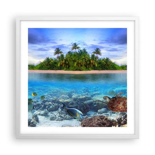 Affiche dans un cadre blanc - Poster - L'île céleste vous invite - 50x50 cm