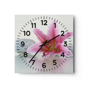 Horloge murale - Pendule murale - Étude de rose, gris et blanc - 30x30 cm