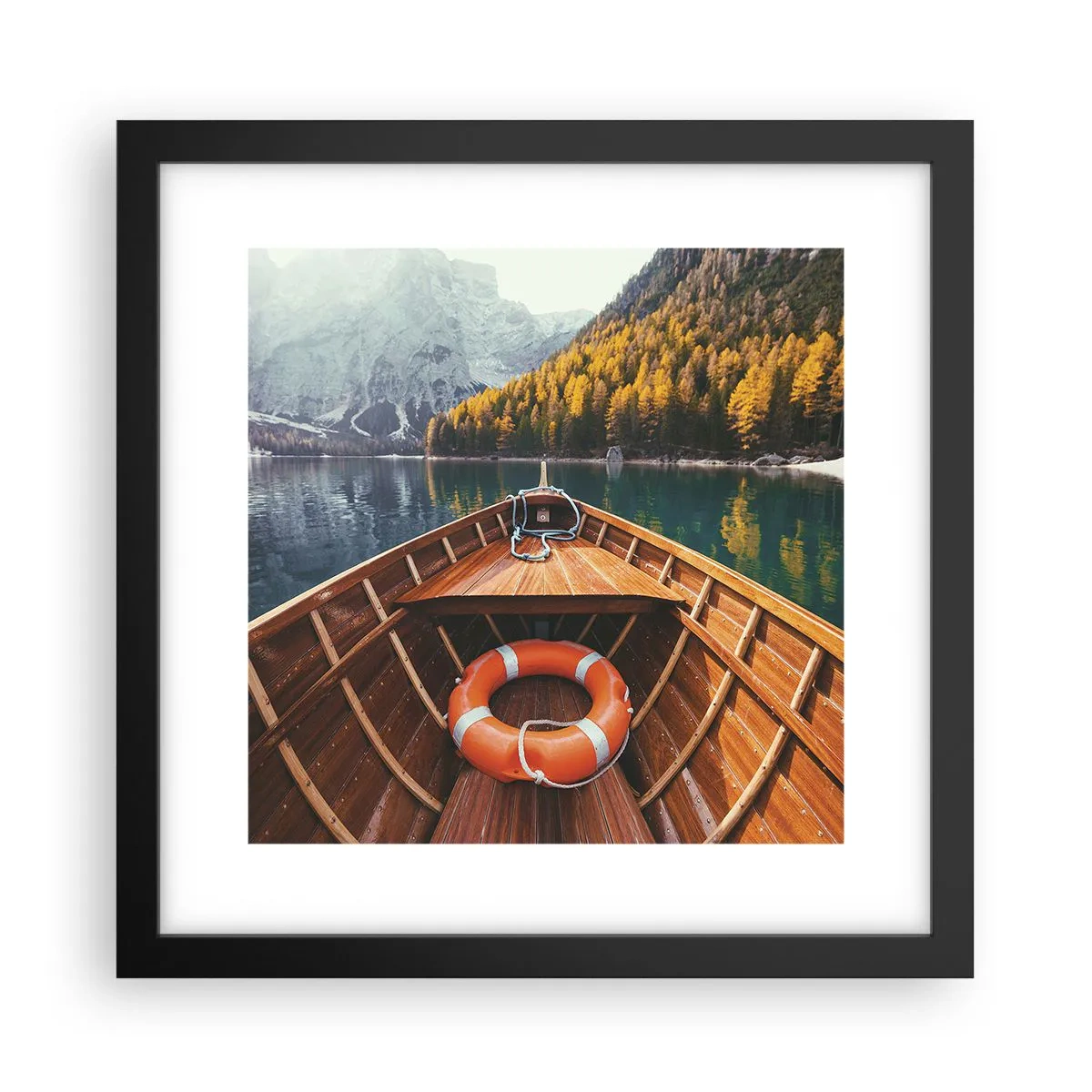 Affiche dans un cadre noir - Poster - Escapade en montagne - 30x30 cm