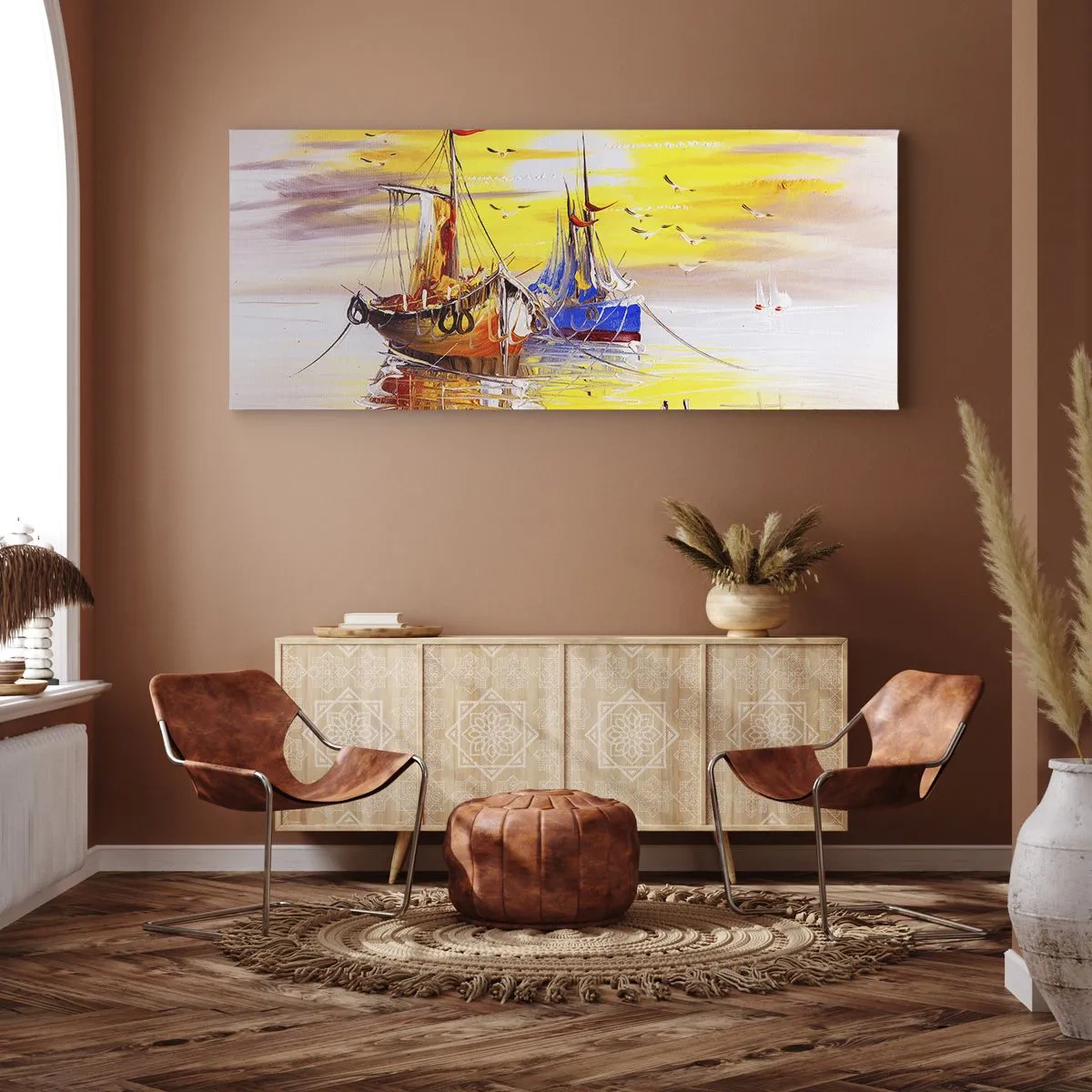 Impression sur toile - Image sur toile - Un repos bien mérité au port - 100x40 cm