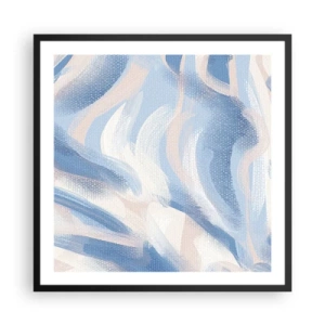 Affiche dans un cadre noir - Poster - Vagues bleues - 60x60 cm