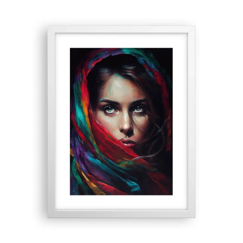 Affiche dans un cadre blanc - Poster - Mystère aux yeux verts - 30x40 cm