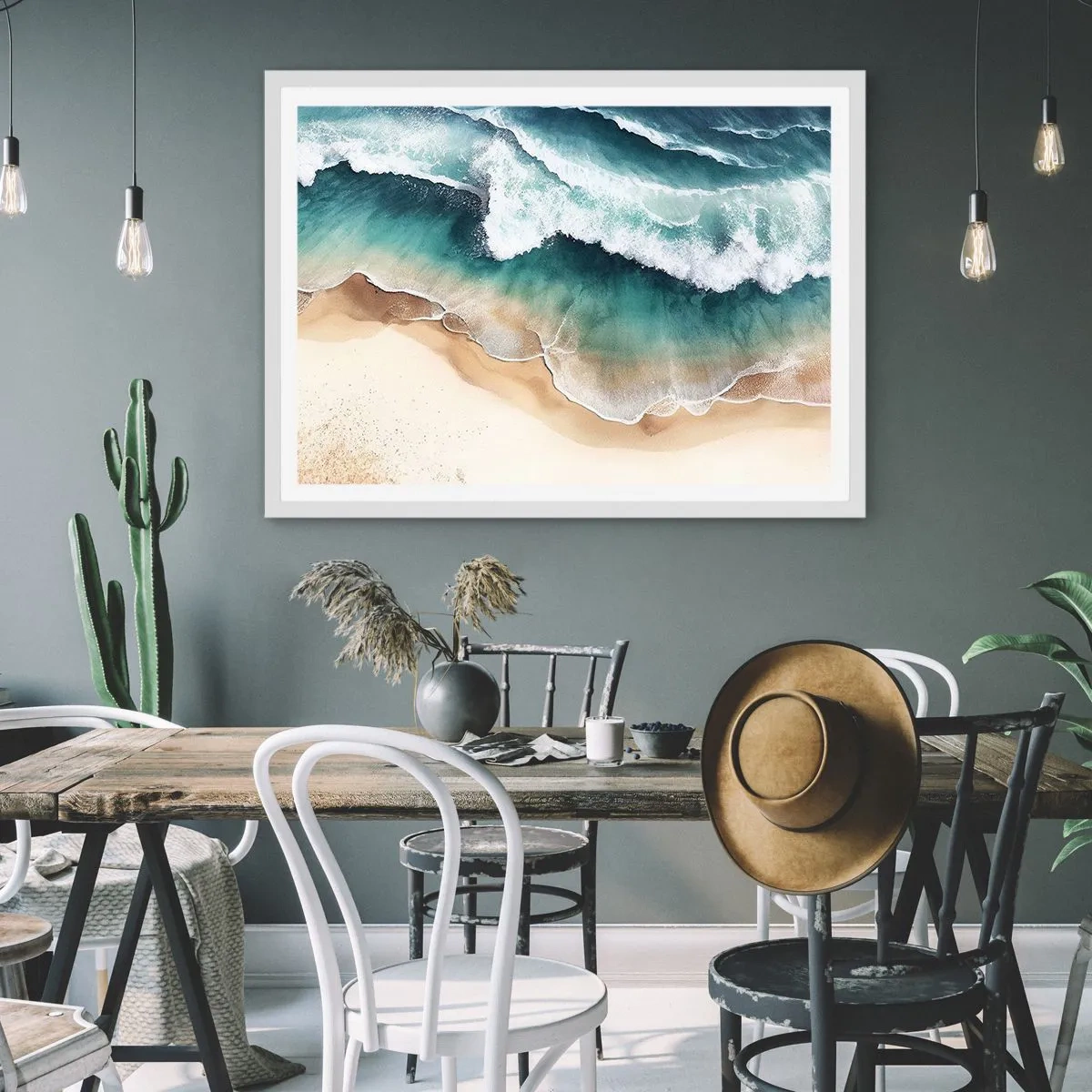 Affiche dans un cadre blanc - Poster - La rencontre éternelle - 50x40 cm