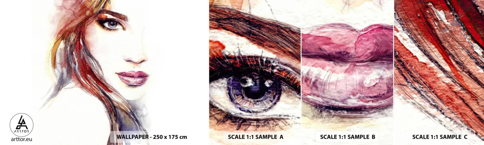 Échantillon De Papier Peint Standard Eco - Vademecum - suivez-moi - Femme, Portrait d'une femme, Beau visage - 100x30 cm