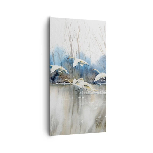 Impression sur toile - Image sur toile - Comme dans un conte de fées sur les cygnes sauvages - 65x120 cm