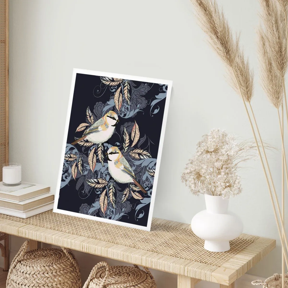 Affiche - Poster - Babillement jaune et bleu - 70x100 cm
