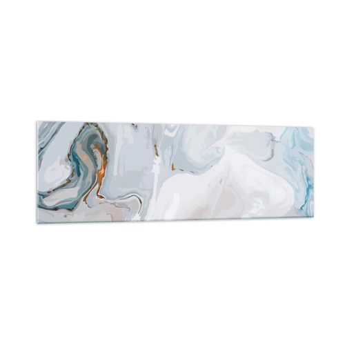 Impression sur verre - Image sur verre - Vagues abstraites dans des tons de bleu et de blanc - 160x50cm - Blanc surélevé - Décoration murale moderne pour le salon et la chambre ARTTOR