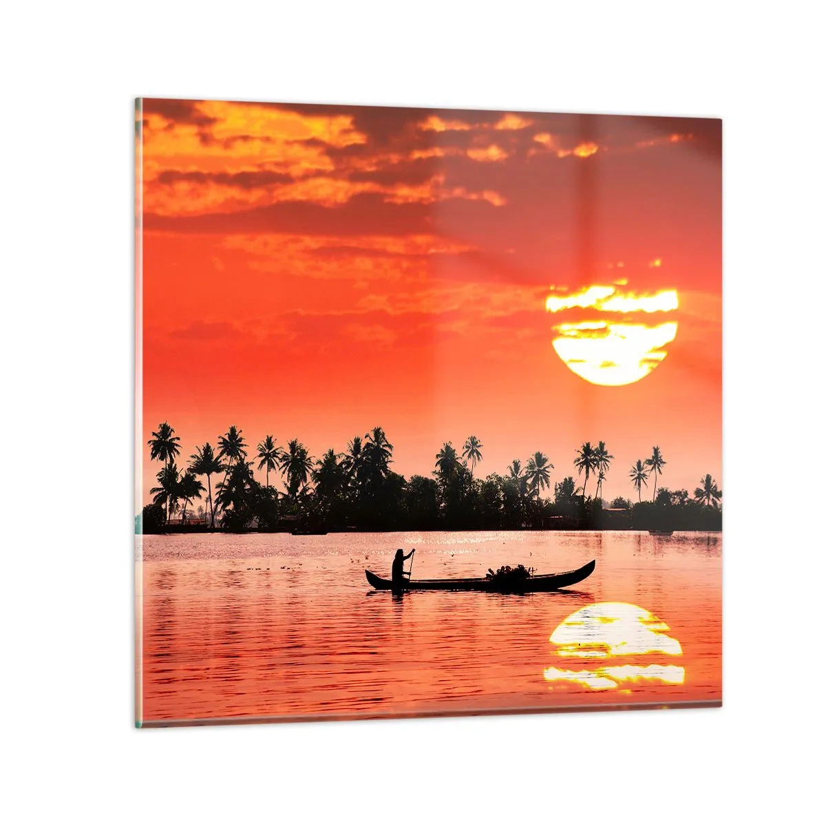 Impression sur verre - Image sur verre - La tranquillité des tropiques au coucher du soleil - 60x60 cm