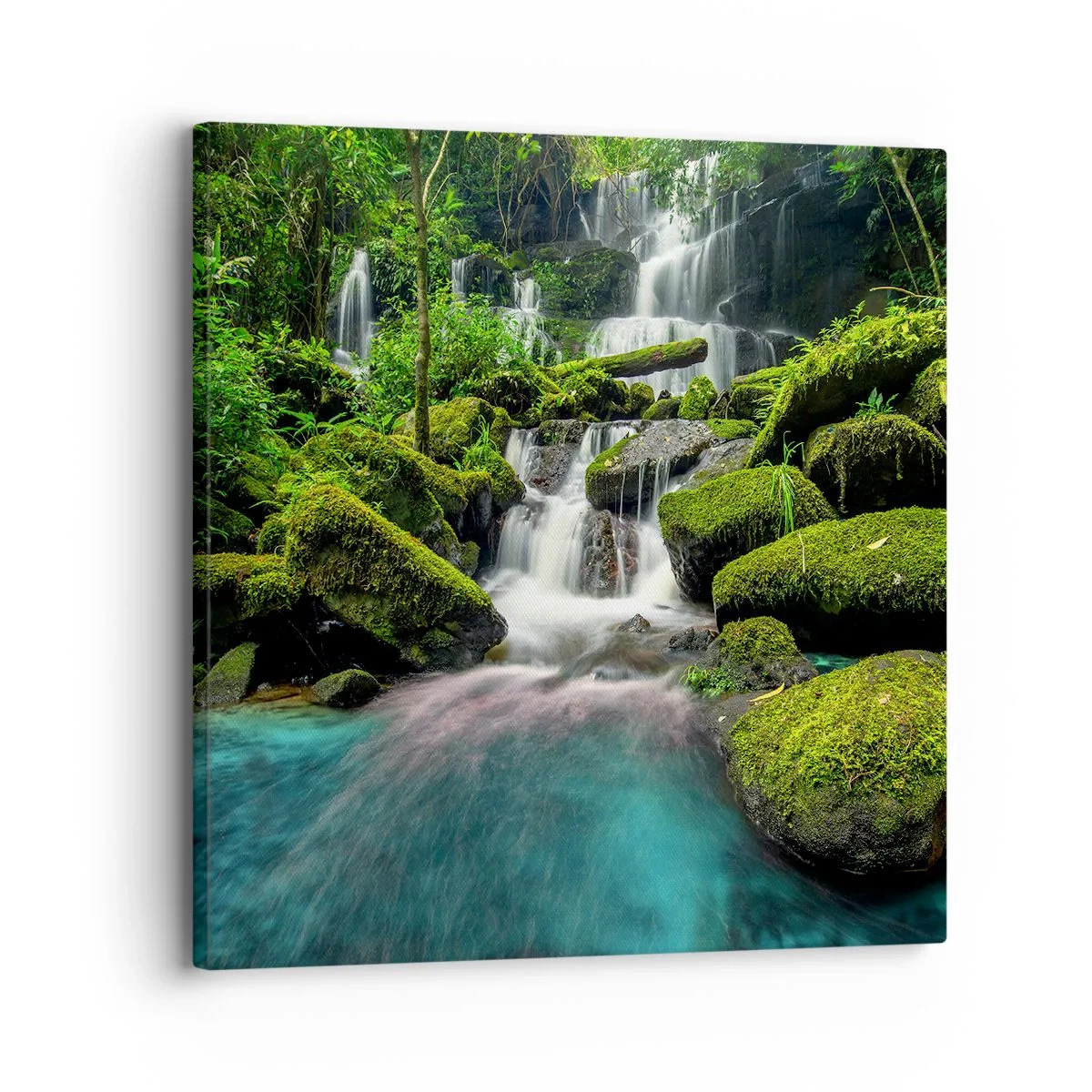 Impression sur toile - Image sur toile - Turquoise, saphirs et argent liquide - 30x30 cm