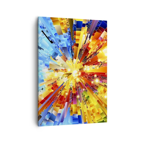 Impression sur toile - Image sur toile - Une explosion dynamique de couleurs et de lumière - 50x70cm - In medias res - Décoration murale moderne pour le salon et la chambre ARTTOR