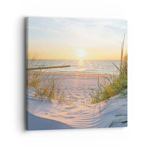 Impression sur toile - Image sur toile - Le bruit de la mer, le chant des oiseaux, une plage sauvage parmi les herbes… - 40x40 cm