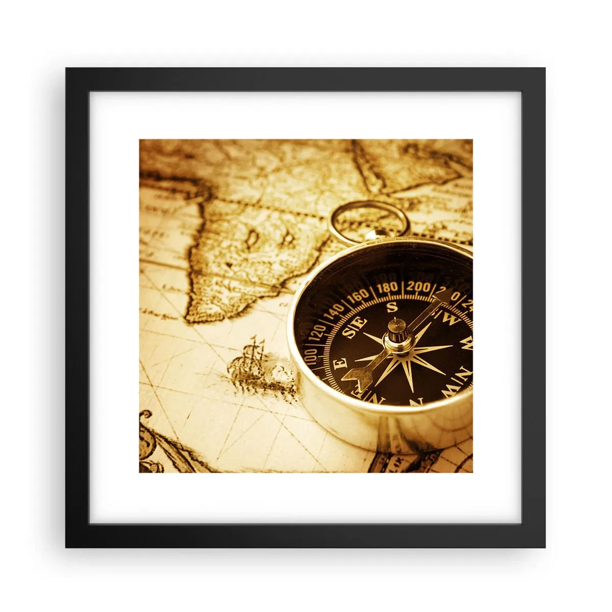 Affiche dans un cadre noir - Poster - Est ou ouest? - 30x30 cm