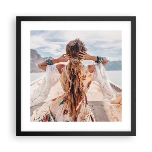 Affiche dans un cadre noir - Poster - En route vers le bonheur - 40x40 cm