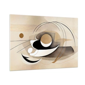 Impression sur verre - Image sur verre - Abstraction minimaliste en beige avec des formes géométriques - 100x70cm - Composition : l'essence des choses - Décoration murale moderne pour le salon et la chambre ARTTOR