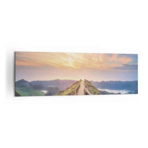 Impression sur toile - Image sur toile - Un sentier pittoresque sur une colline avec vue sur le coucher de soleil - 160x50cm - Proche du ciel - Décoration murale moderne pour le salon et la chambre ARTTOR