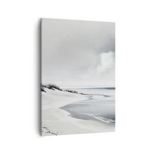 Impression sur toile - Image sur toile - Une plage aux tons sobres de gris et de bleu - 50x70cm - Ensemble depuis toujours - Décoration murale moderne pour le salon et la chambre ARTTOR
