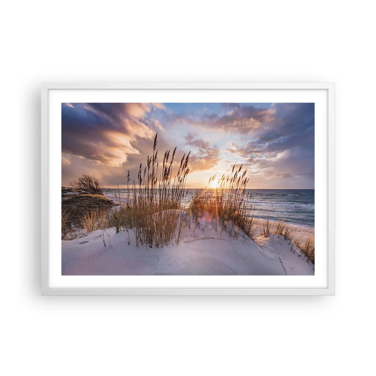 Affiche dans un cadre blanc - Poster - Salutations du soleil et du vent - 70x50 cm