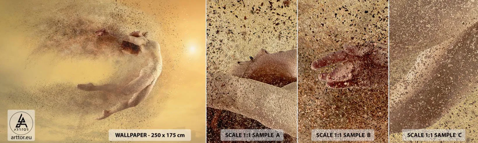 Échantillon de Papier Peint Premium Sand - Dans le ravissement de la danse - Abstraction, Femme, Graphique - 100x30 cm