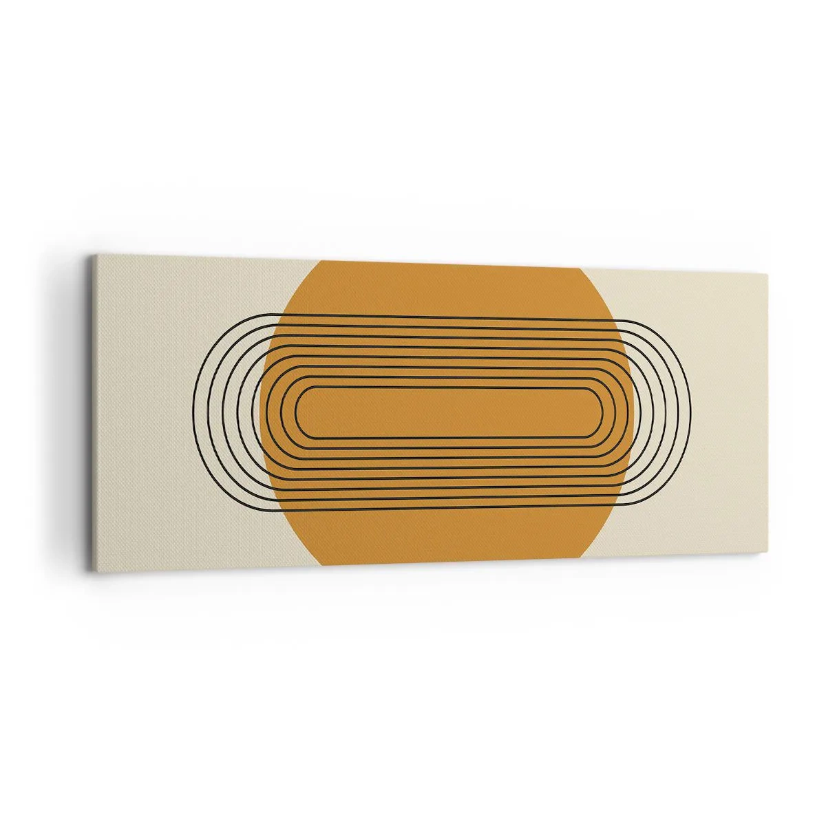 Impression sur toile - Image sur toile - Motif géométrique avec des cercles et des lignes orange - 120x50cm - Plan idéal - Décoration murale moderne pour le salon et la chambre ARTTOR