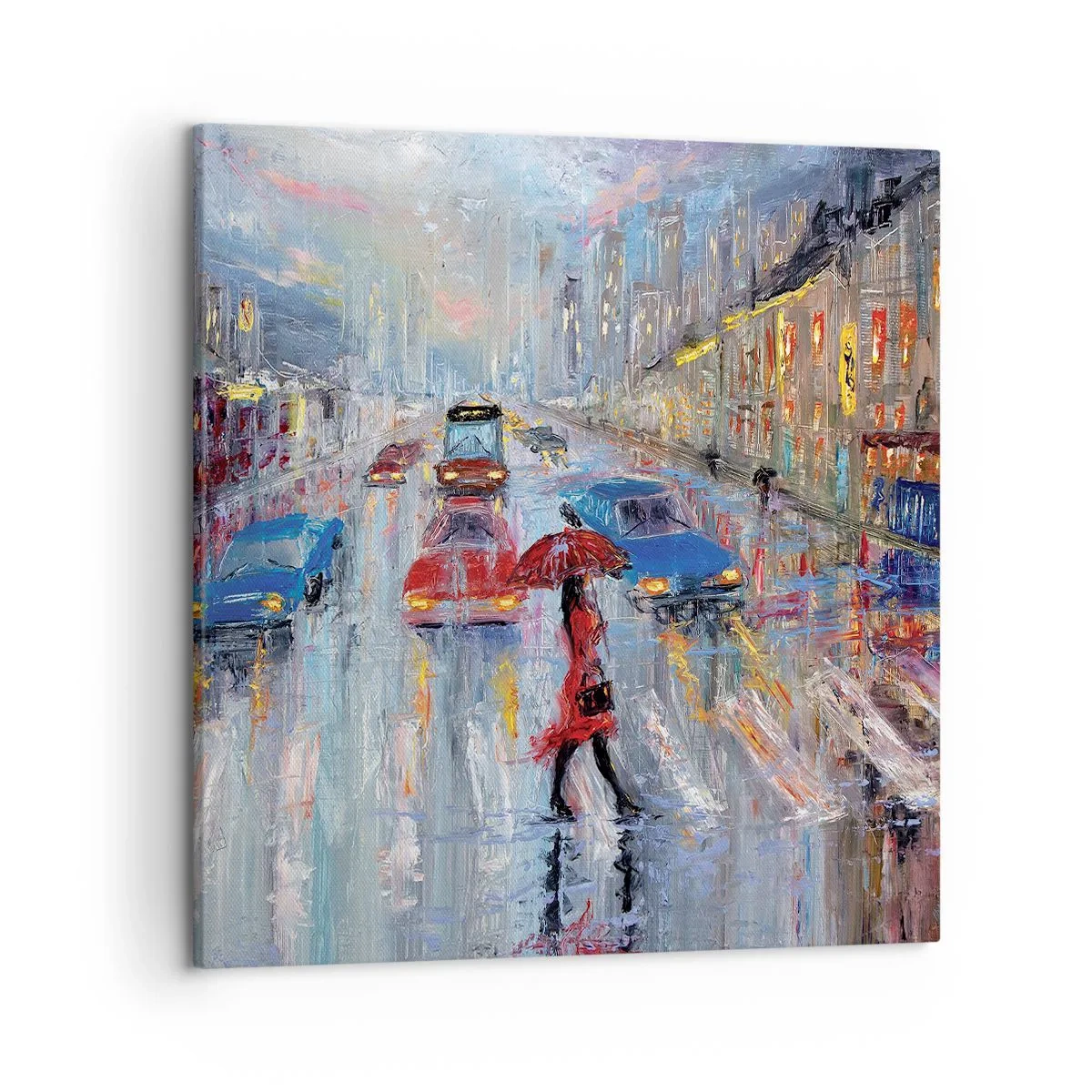 Impression sur toile - Image sur toile - Après-midi pluvieux en ville - 50x50 cm