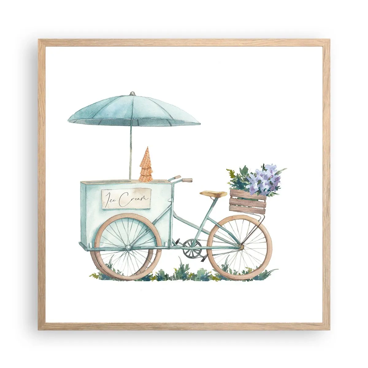 Affiche dans un chêne clair - Poster - Doux souvenir d'été - 60x60 cm