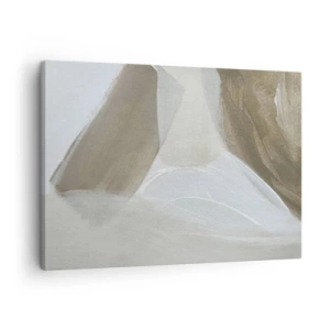 Impression sur toile - Image sur toile - Abstraction délicate dans les tons beige et blanc - 70x50cm - Une vague de blanc - Décoration murale moderne pour le salon et la chambre ARTTOR