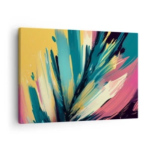 Impression sur toile - Image sur toile - Une composition abstraite aux couleurs intenses et contrastées. - 70x50cm - Composition – une explosion de joie - Décoration murale moderne pour le salon et la chambre ARTTOR
