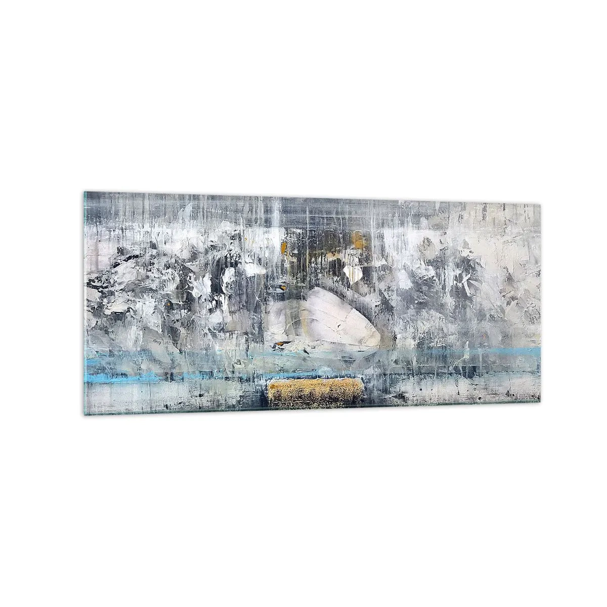 Impression sur verre - Image sur verre - Composition abstraite aux tons froids - 120x50cm - Comme sur la glace, comme après décembre - Décoration murale moderne pour le salon et la chambre ARTTOR