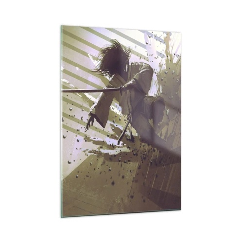 Impression sur verre - Image sur verre - Duel de samouraïs dans une scène dynamique - 50x70cm - Et tu peux être un samouraï - Décoration murale moderne pour le salon et la chambre ARTTOR