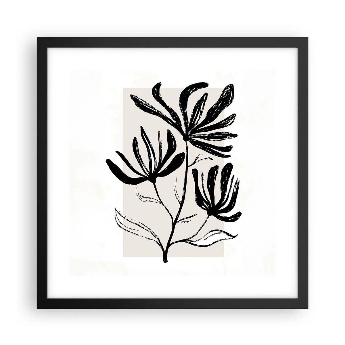 Affiche dans un cadre noir - Poster - Esquisse pour l'herbier - 40x40 cm