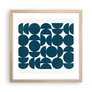 Affiche dans un chêne clair - Poster - Cercles et demi-cercles - 40x40 cm