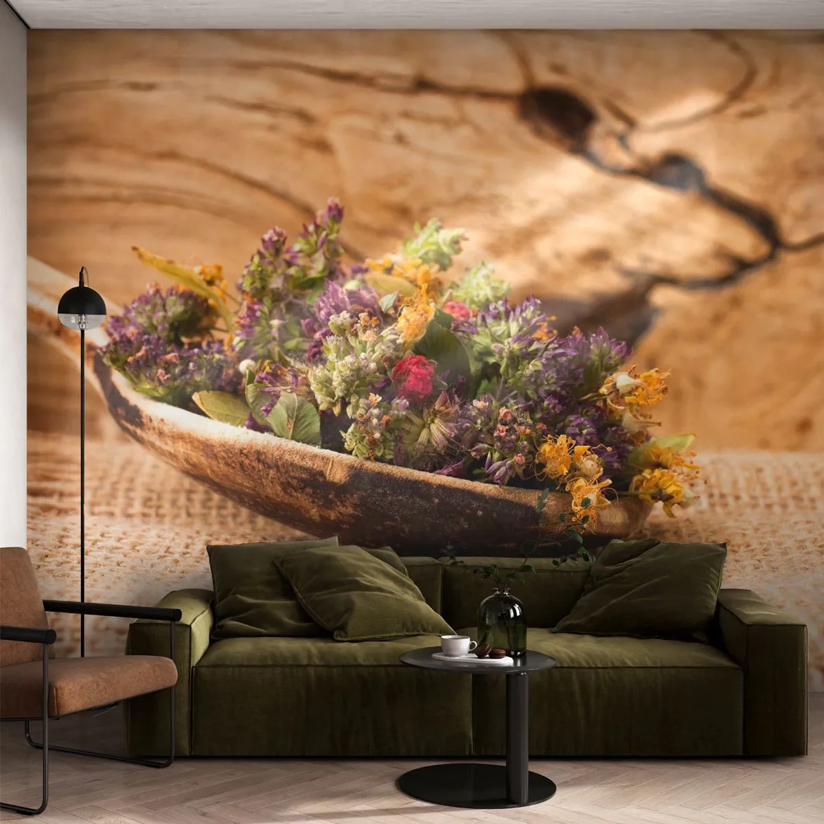 Papier Peint Autocollant Deluxe Sticker - Fleurs colorées et herbes parfumées - Nature, Herbes séchées, Cuisine - 250x175 cm