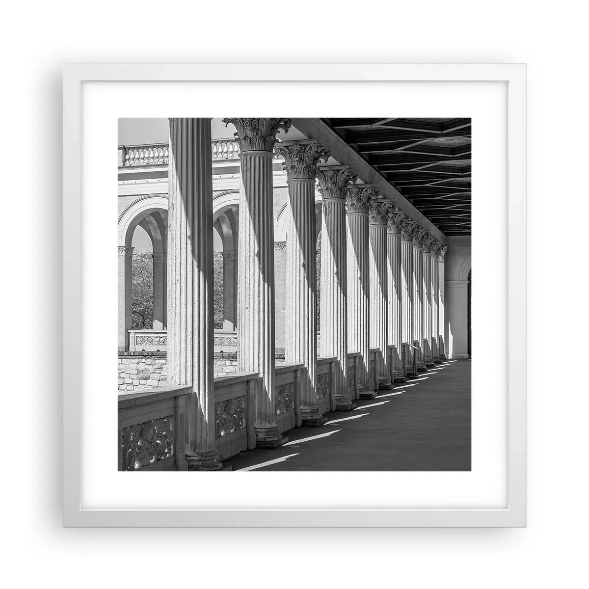 Affiche dans un cadre blanc - Poster - Arcade ensoleillée - 40x40 cm