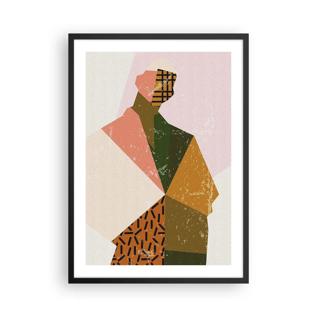 Affiche dans un cadre noir - Poster - Silhouette abstraite aux formes géométriques - 50x70cm - L’homme – un être complexe - Décoration murale moderne pour le salon et la chambre ARTTOR